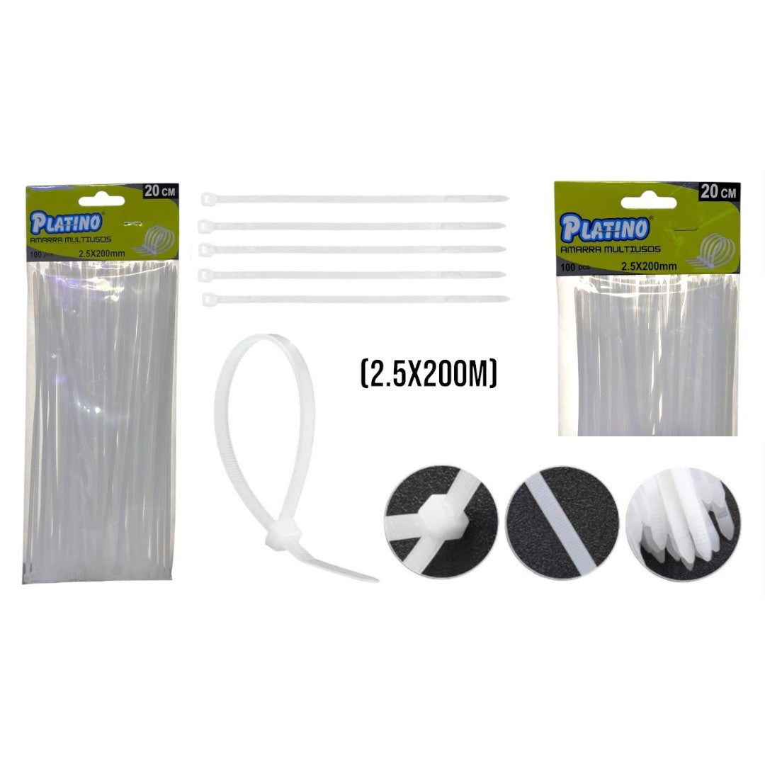 AMARRAS PLASTI BLANCA (2.5X200) AMARRAS PLASTI BLANCA (2.5X200)